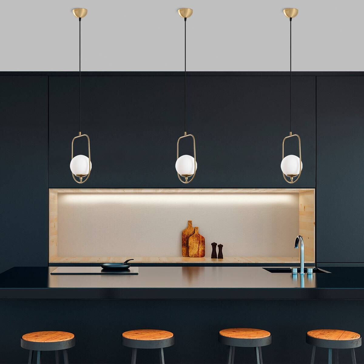 Opviq Pendelleuchte Skew gold B/H/T/L/D: ca. 15x171x15x15x15 cm E14 1 Brennstellen