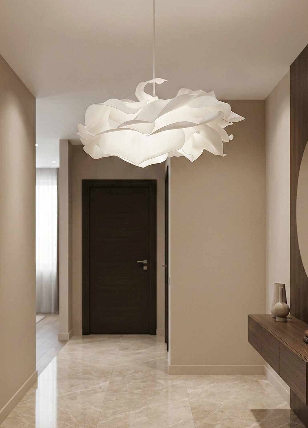 Opviq Pendelleuchte weiß Kunststoff B/H/T/L/D: ca. 58x85x58x58x58 cm E27 1 Brennstellen