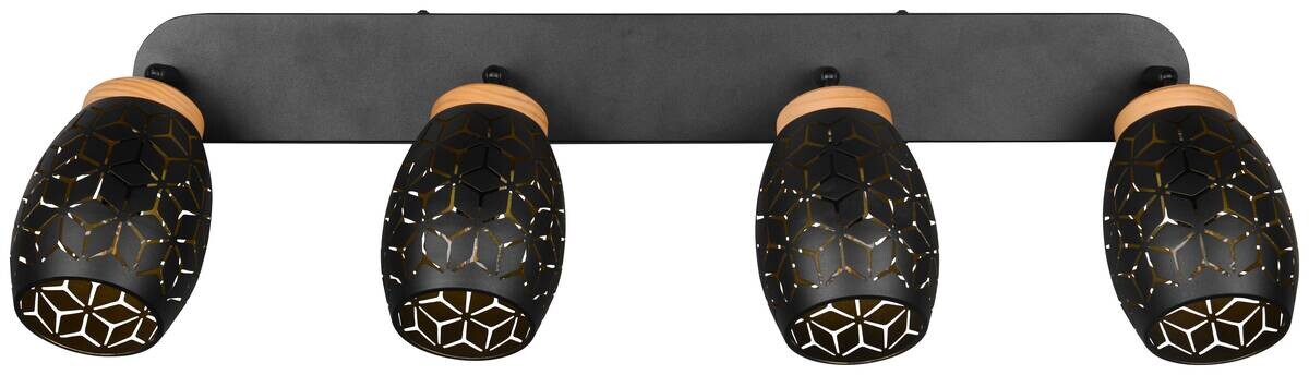 Reality Spot 4-flg. Bidar schwarz gold Metall B/H/L: ca. 74x27x12 cm E14 4 Brennstellen