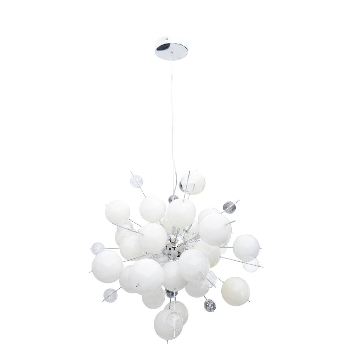 Näve Leuchten Pendelleuchte 7026423 weiß Metall Glas B/H/T: ca. 65x150x65 cm G9 10 Brennstellen