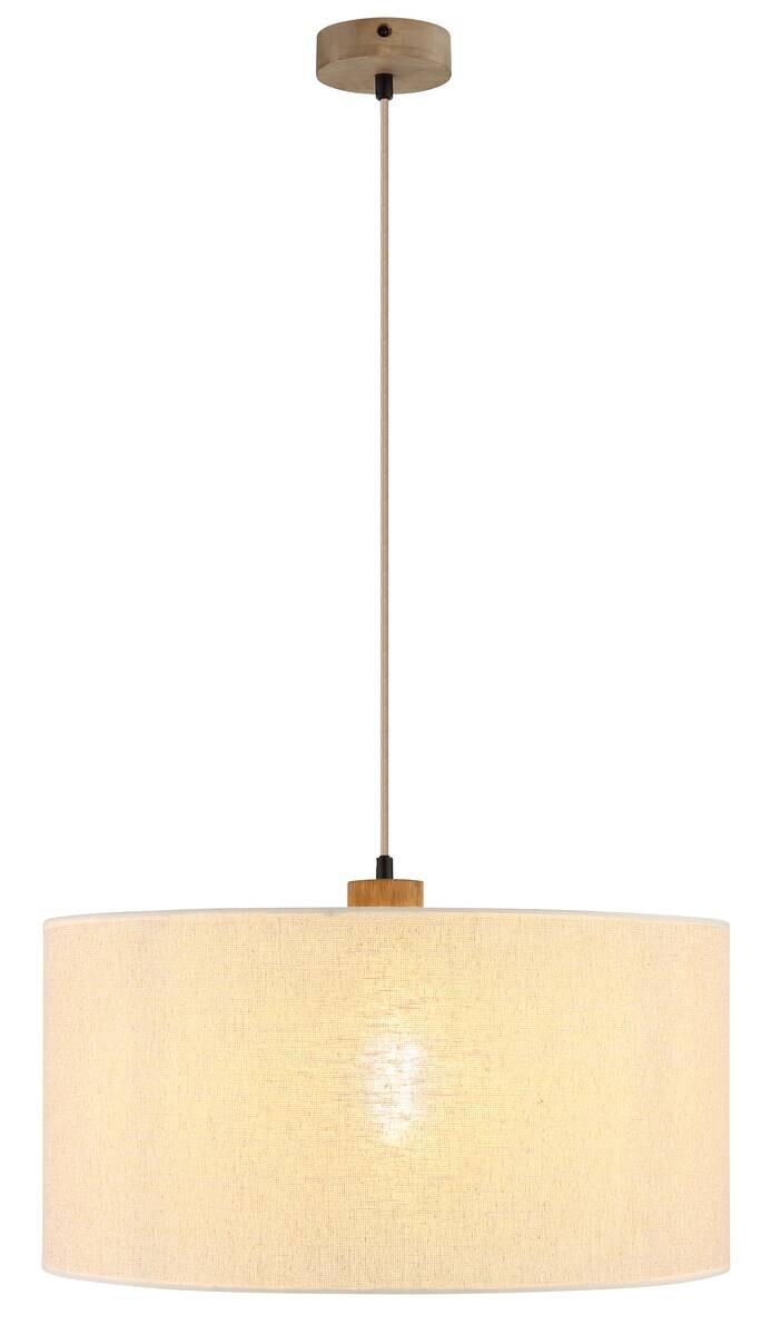 GLOBO Pendelleuchte Jule braun Leinen Holz H/D: ca. 120x50 cm E27 1 Brennstellen