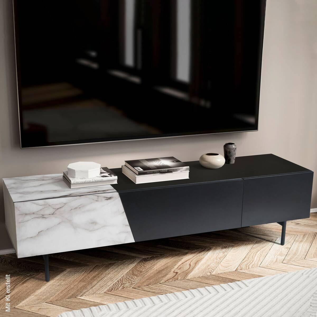 Lowboard weiß Marmor Optik B/H/T: ca. 150x40x40 cm