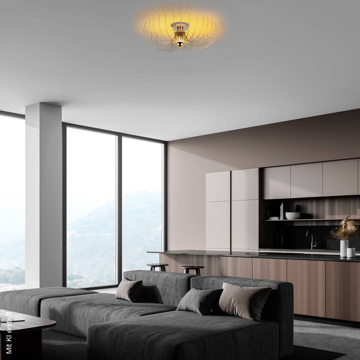 Opviq Pendelleuchte Karsortel gold B/H/T/L/D: ca. 56x16x56x56x56 cm E27 1 Brennstellen