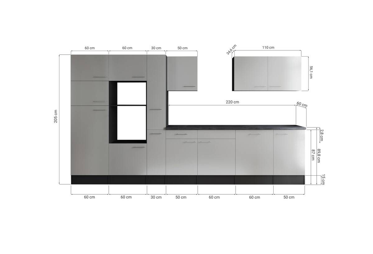 Küchenblock Oliver B/H/T: ca. 370x205x60 cm