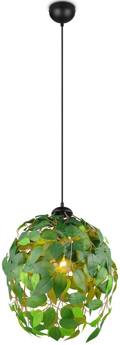 Reality Pendelleuchte Leavy schwarz grün Metall H/D: ca. 150x38 cm E27 1 Brennstellen