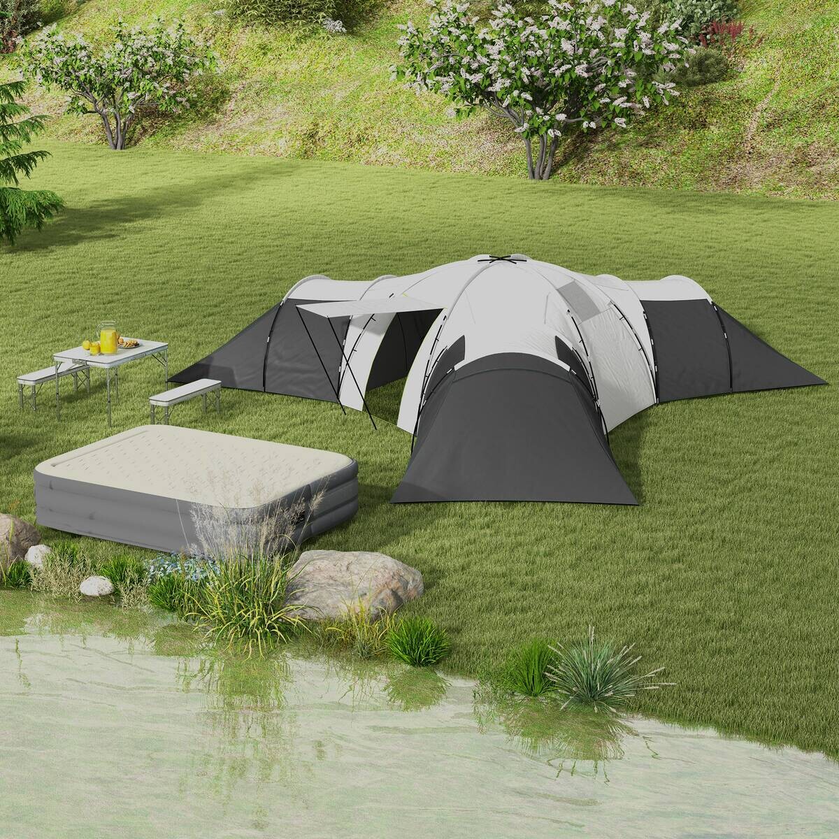 Outsunny Campingzelt B/H/L: ca. 615x225x615 cm