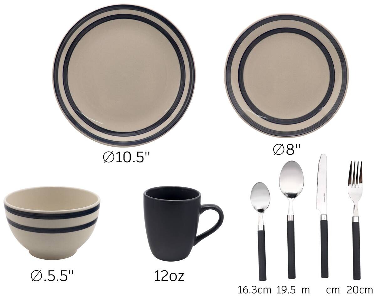 POCOline Kombiservice grau Steingut 32 tlg.