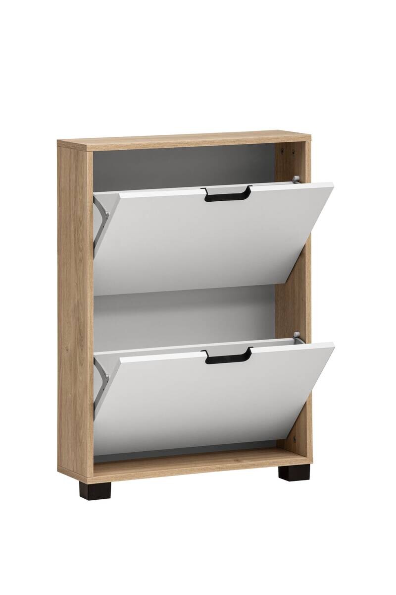 Schuhkipper Emmik weiß matt Eiche Eiche weiß Nachbildung B/H/T: ca. 59,8x85,2x19,55 cm