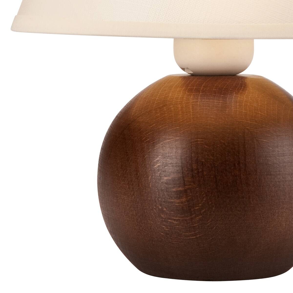 Lamkur Tischleuchte Ball natur Stahl Holz Stoff H/L: ca. 24x19 cm E27 1 Brennstellen