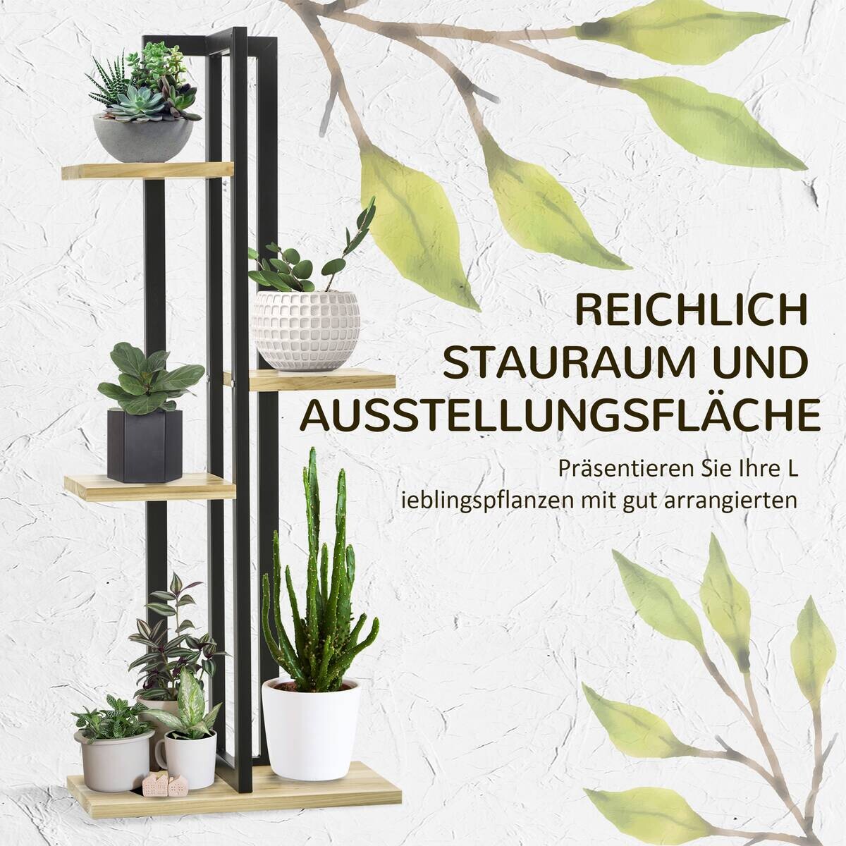 Outsunny Blumenständer Holzoptik Holz B/H/L: ca. 25x110x45 cm
