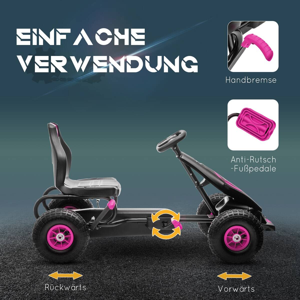 HOMCOM Go Kart schwarz B/H/L: ca. 58x61x121 cm