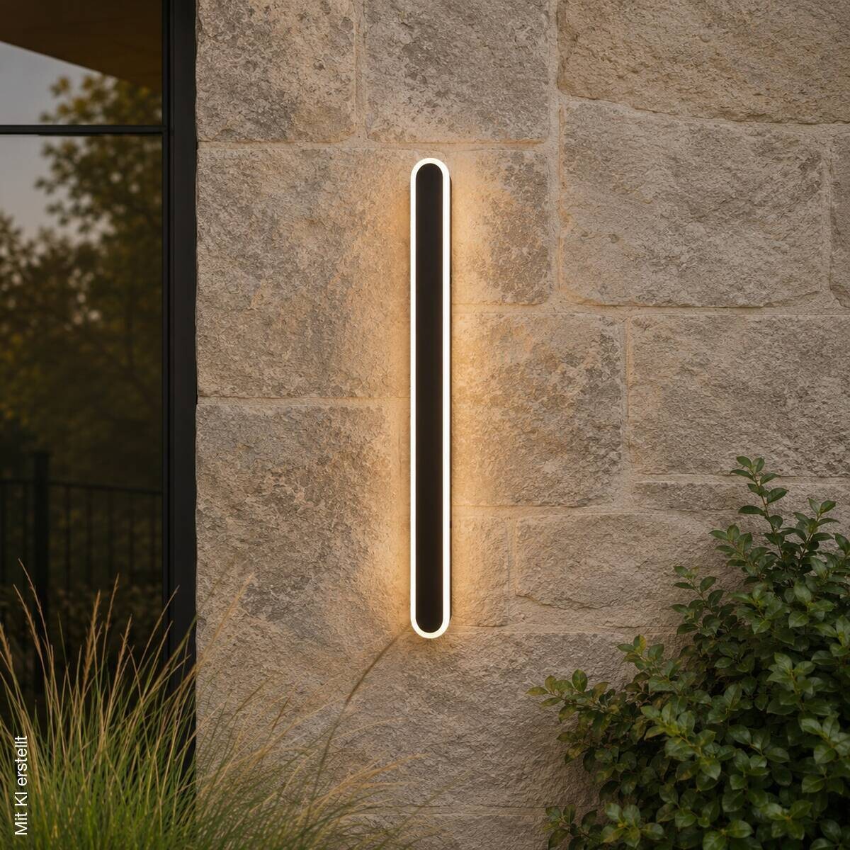 LED-Außenwandleuchte sand schwarz B/H/T: ca. 8x90x5 cm