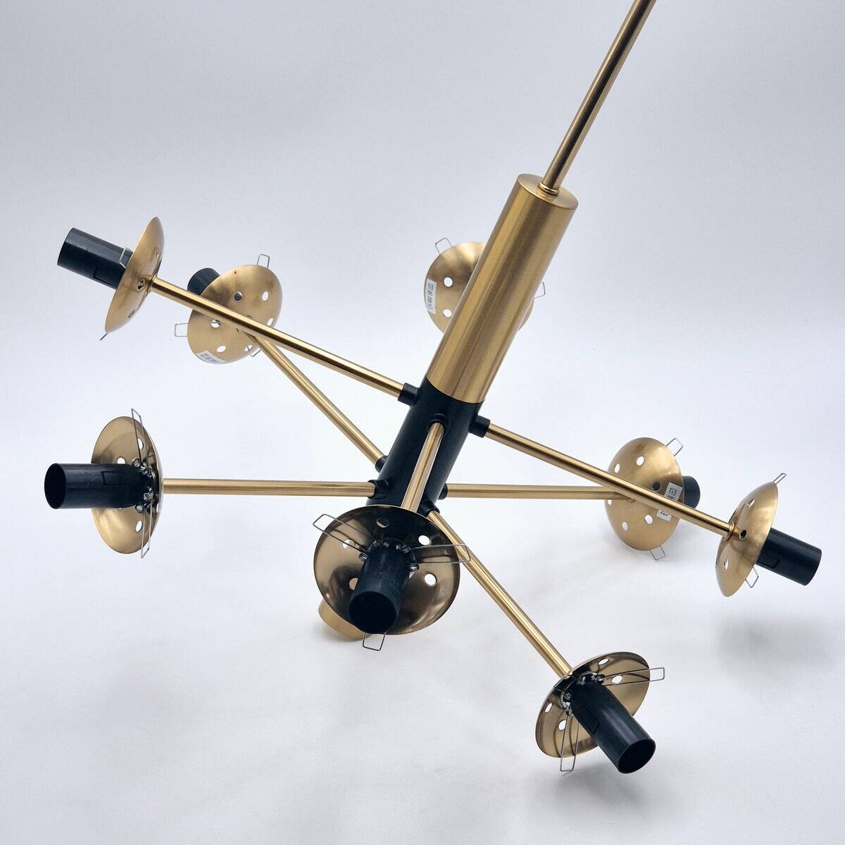 Lamkur Pendelleuchte gold schwarz Metall Glas H/D: ca. 76x68 cm E14 8 Brennstellen