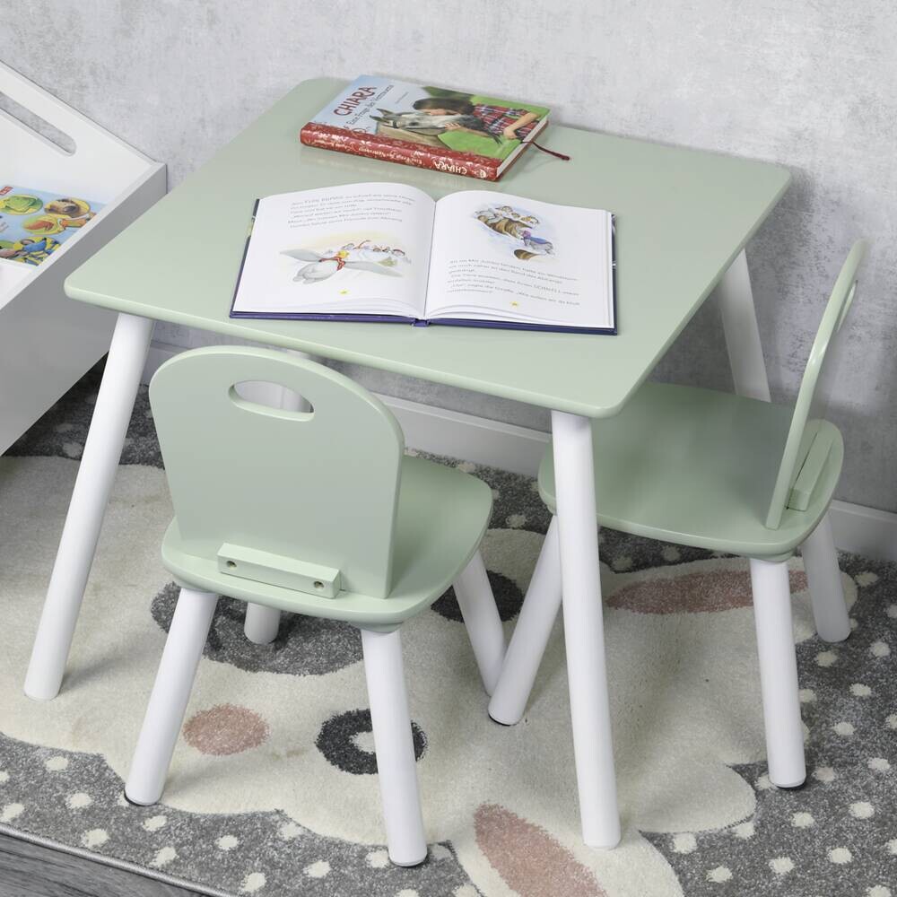 Kesper Kindertisch mit 2 Stühlen mint Spanplatte B/H/L: ca. 55x45x55 cm