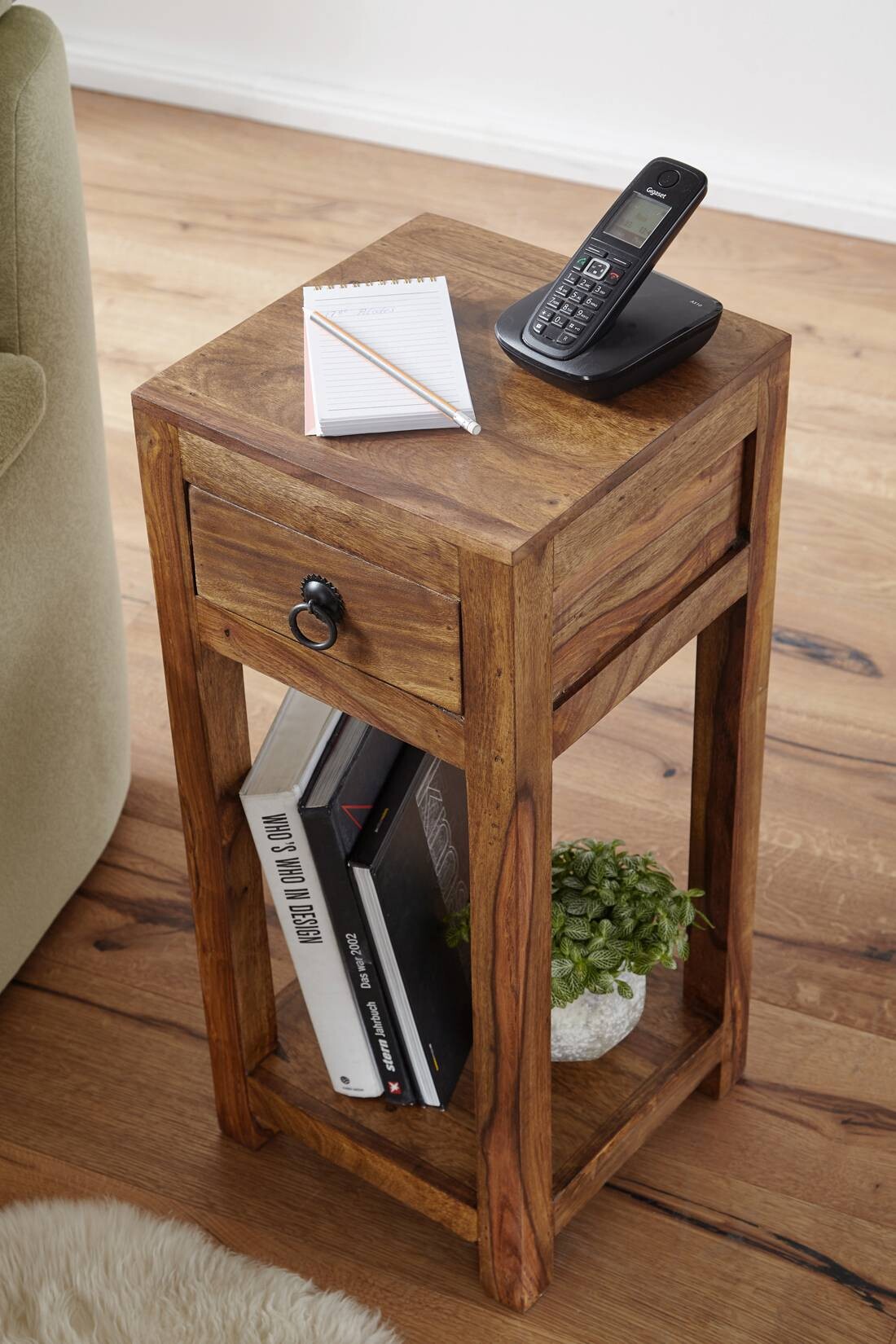 Telefontisch natur Echtholz B/H/T: ca. 30x68x30 cm