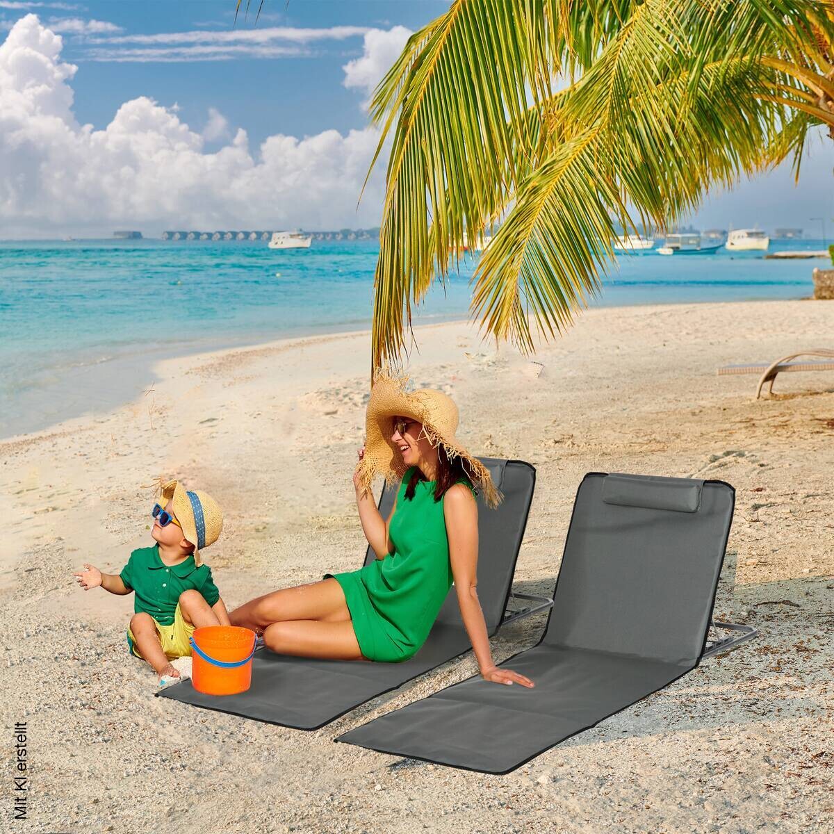 Outsunny Strandliege 2er Set grau Stahl B/H/L: ca. 53x35x124 cm