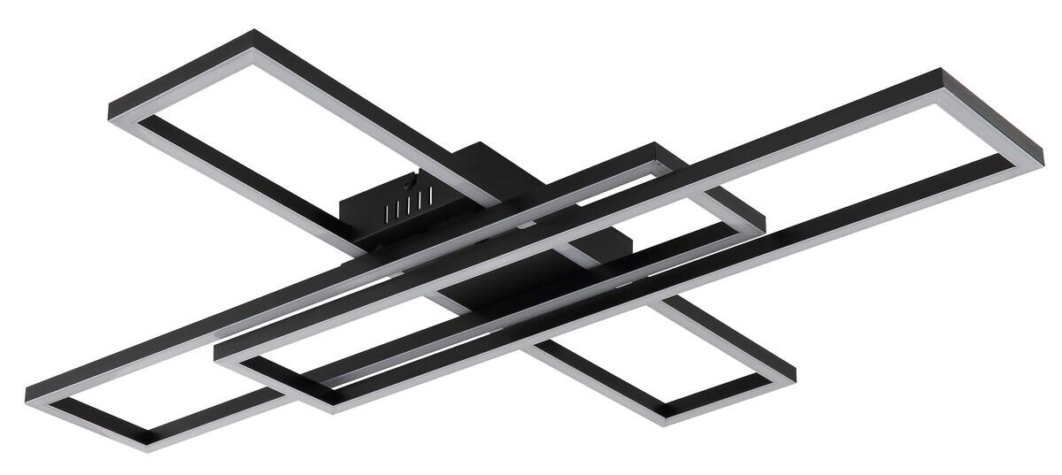 GLOBO TED-Deckenleuchte Opal mattschwarz Kunststoff B/H/L: ca. 60x7,4x80 cm 1 Brennstellen