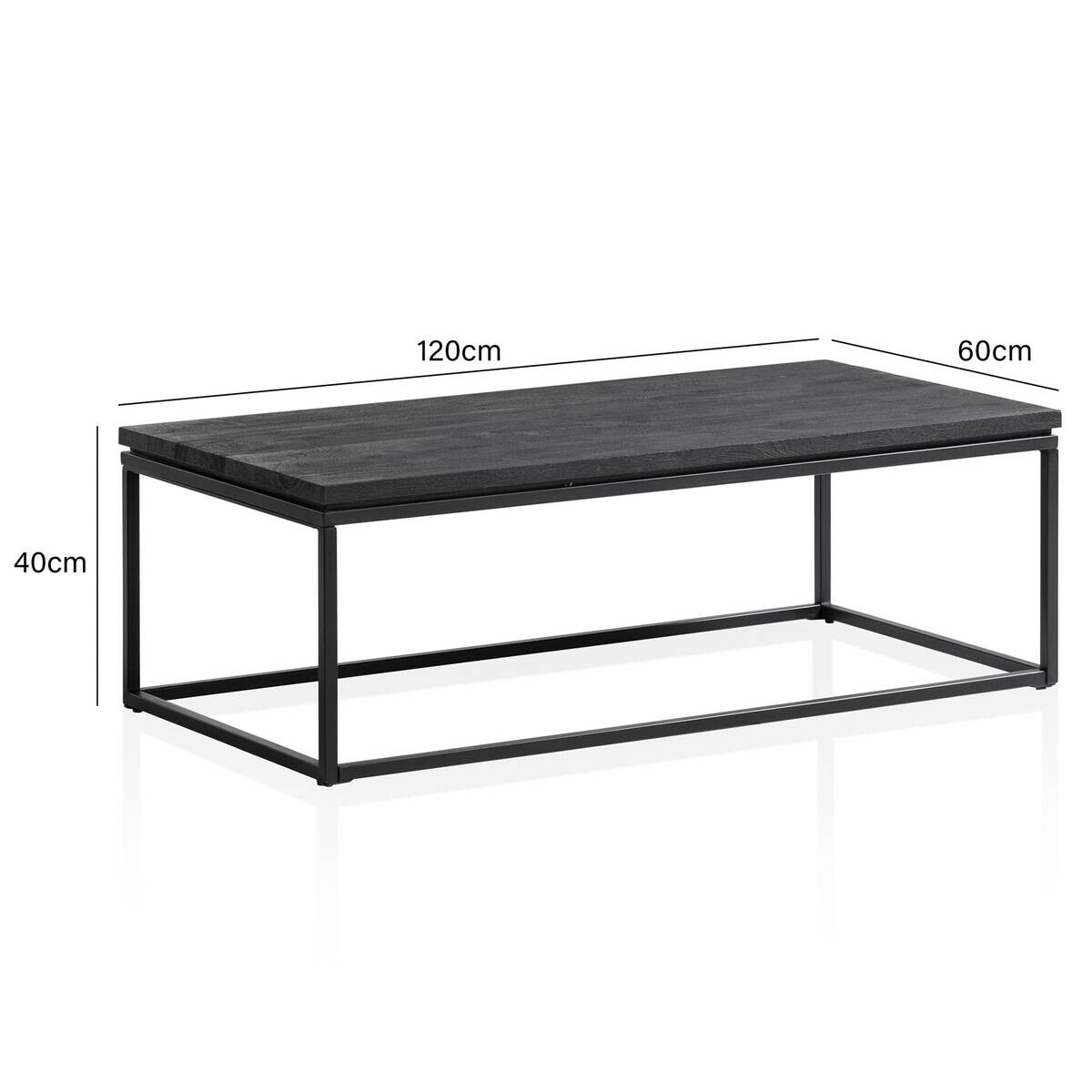 Wohnling Couchtisch schwarz Mango B/H/T: ca. 120x40x60 cm