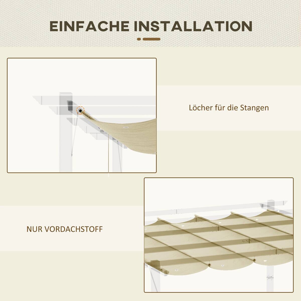 Outsunny Ersatzdach beige Polyester B/H/L: ca. 255x6x250 cm