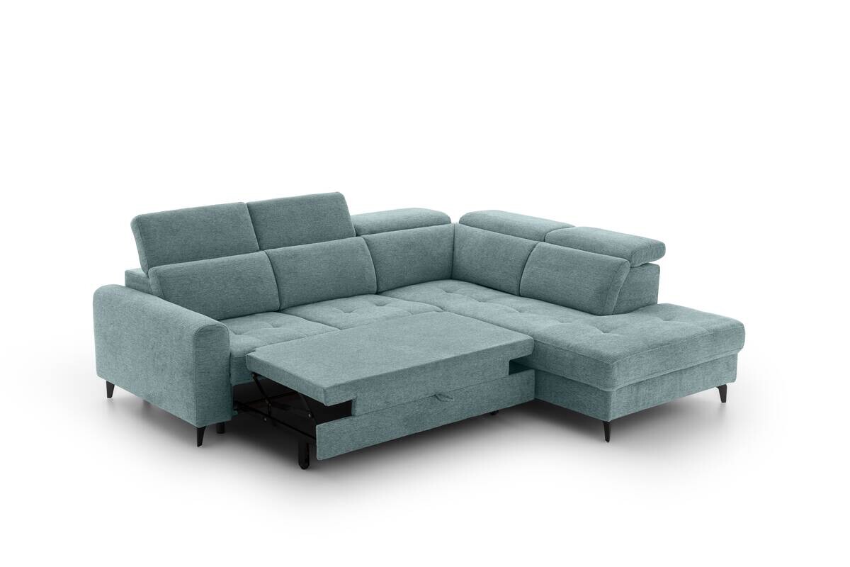 Ecksofa mit Bettfunktion hellblau Flachgewebe B/H/T: ca. 258x96x221 cm