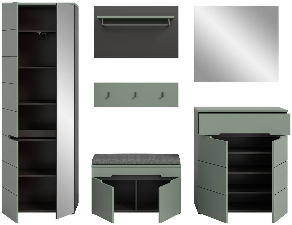 Garderobe Canu grün basaltgrau Nachbildung B/H/T: ca. 255x190x37 cm