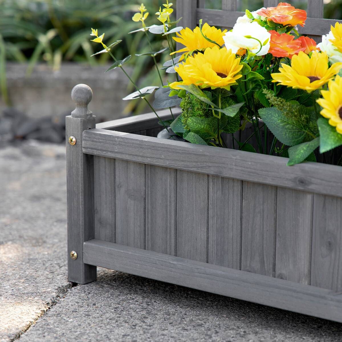 Outsunny Rankkasten im Spalierrahmen-Design hellgrau B/H/L: ca. 28x120x64 cm