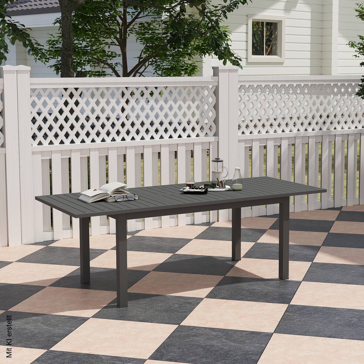 Outsunny Gartentisch grau Aluminium B/H/L: ca. 90x73x220 cm