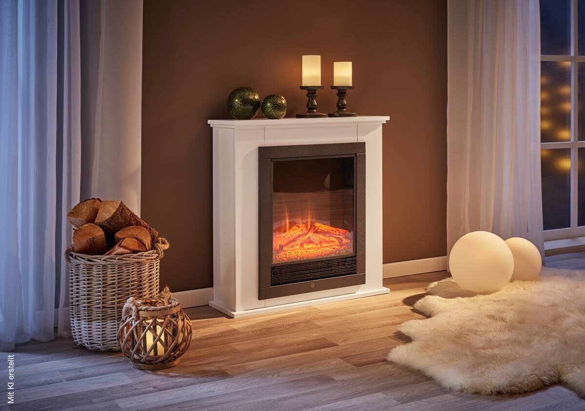 CLASSIC FIRE Elektrischer-Kamin 871125200410 weiß schwarz Glas Metall B/H/T: ca. 70x71x22 cm ca. 1800 W