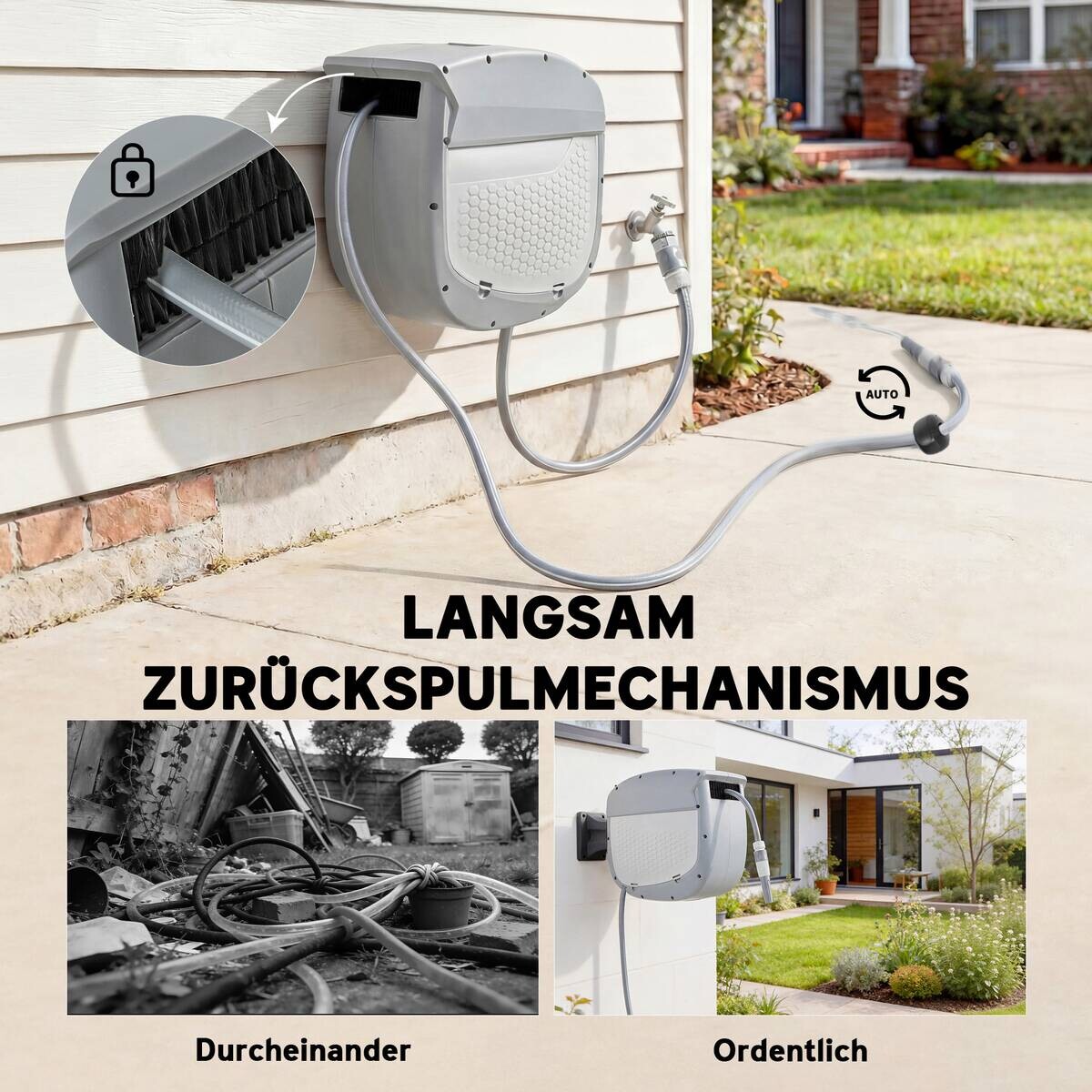 Outsunny Schlauchtrommel grau B/H/T/L: ca. 22x35x22x52 cm