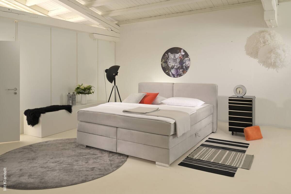 Boxspringbett Happy grau hell Liegefläche B/L: ca. 180x200 cm