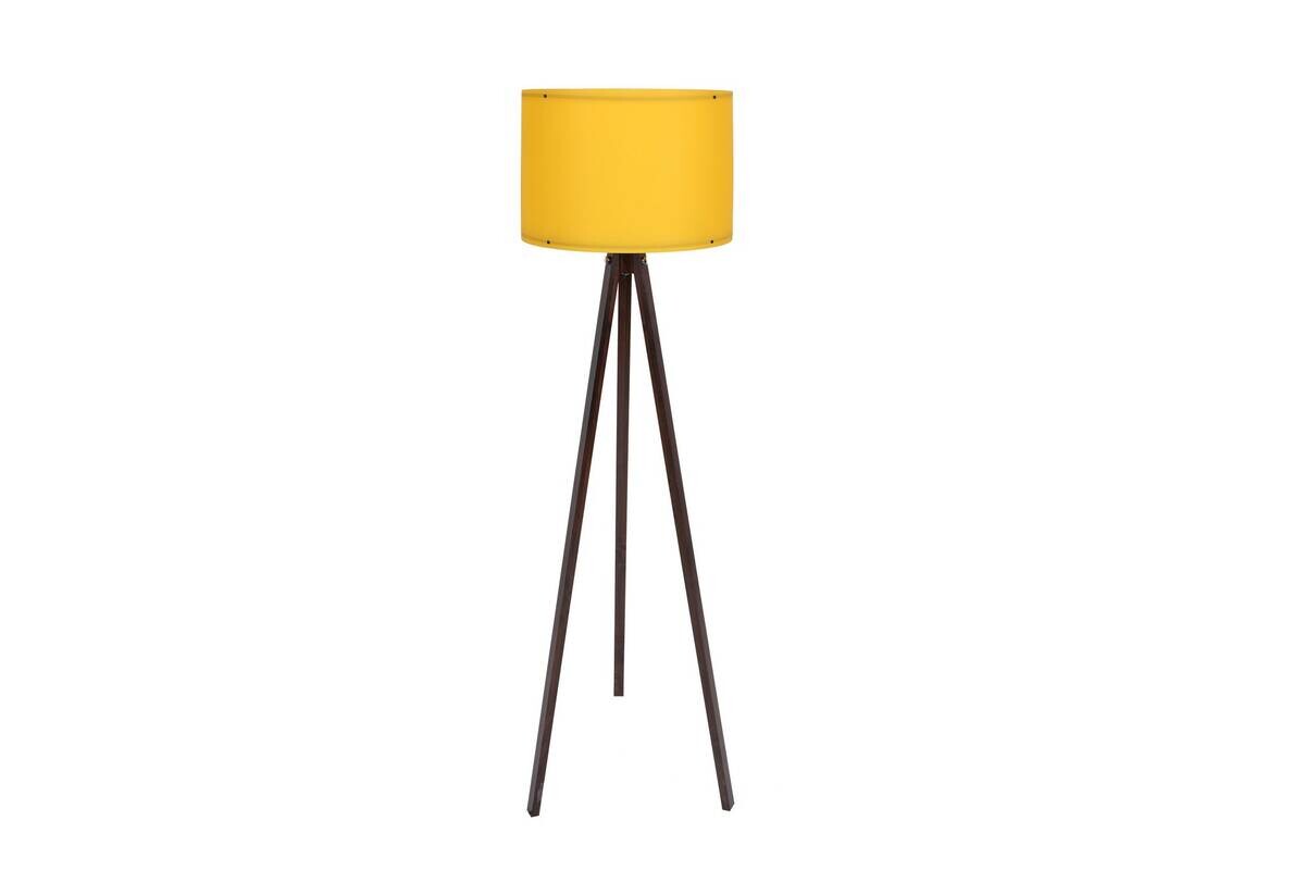 Opviq Stehlampe gelb nussbaum MDF Polypropylen B/H/L: ca. 38x145x38 cm E27 1 Brennstellen