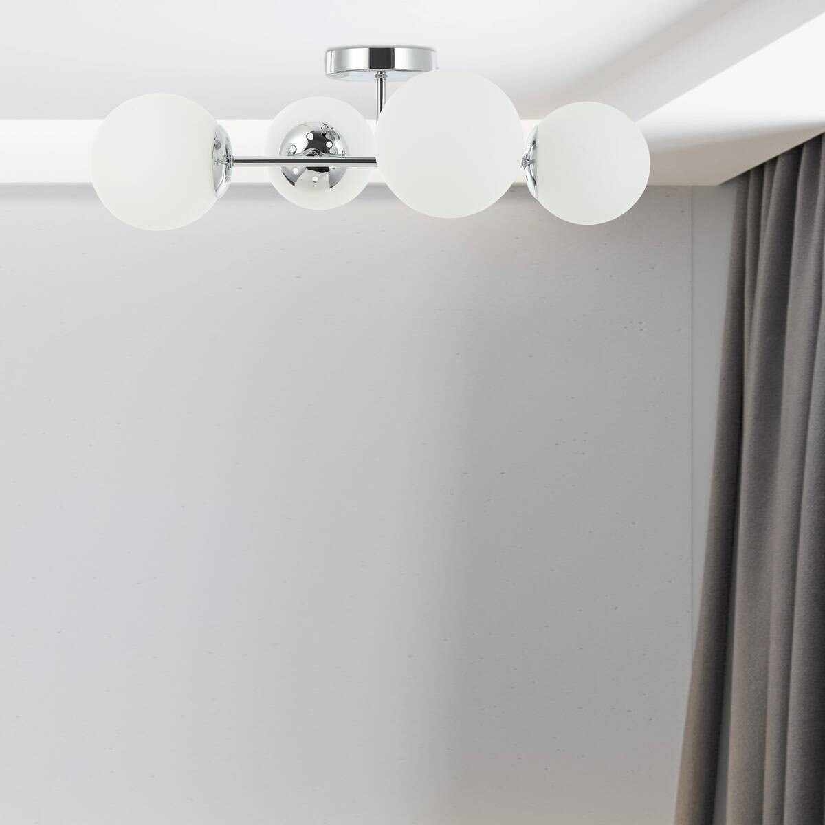 Lamkur Kronleuchter Maddie Chrom Stahl Glas B/H/L: ca. 19x44x61 cm E14 4 Brennstellen