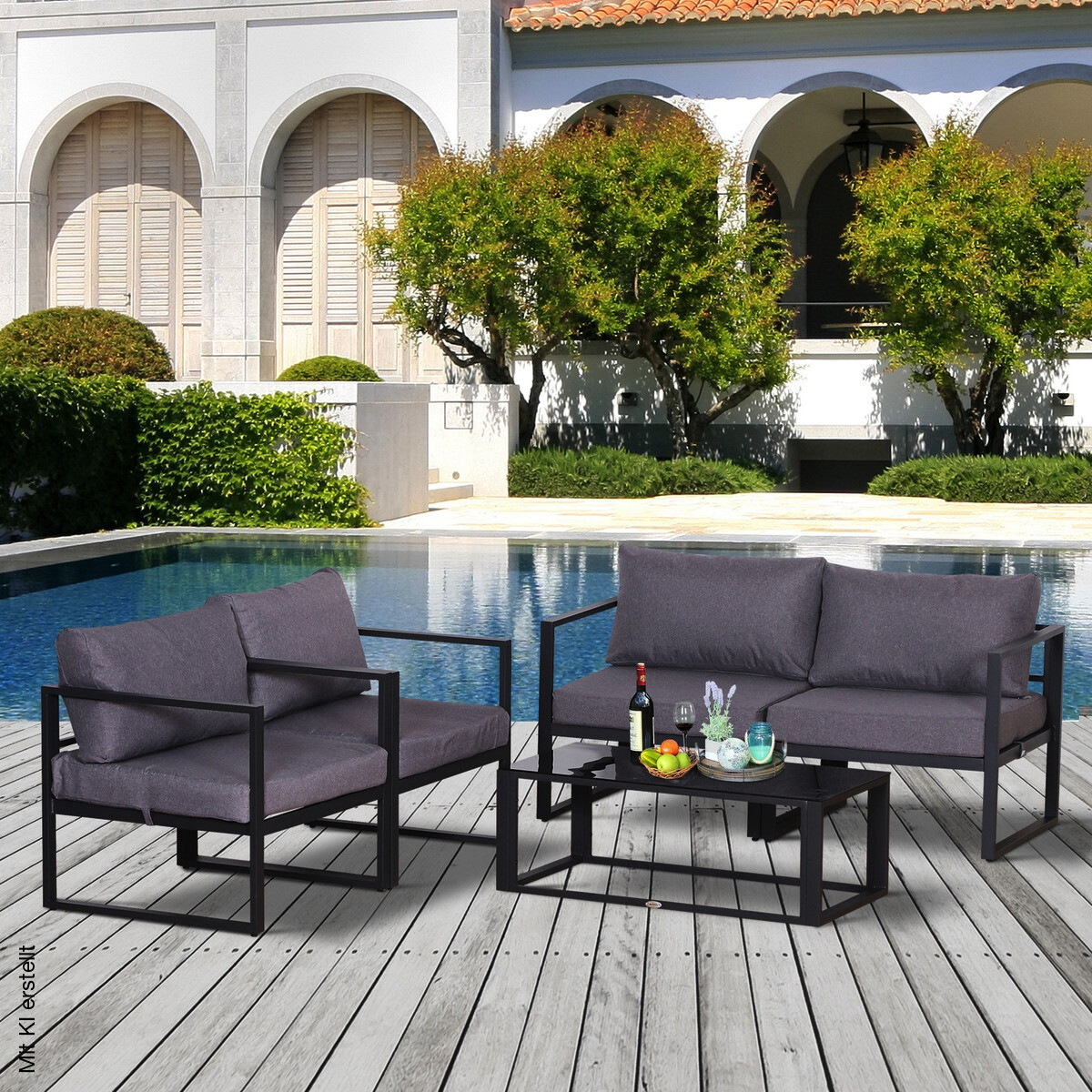 Outsunny Loungeset grau Aluminium