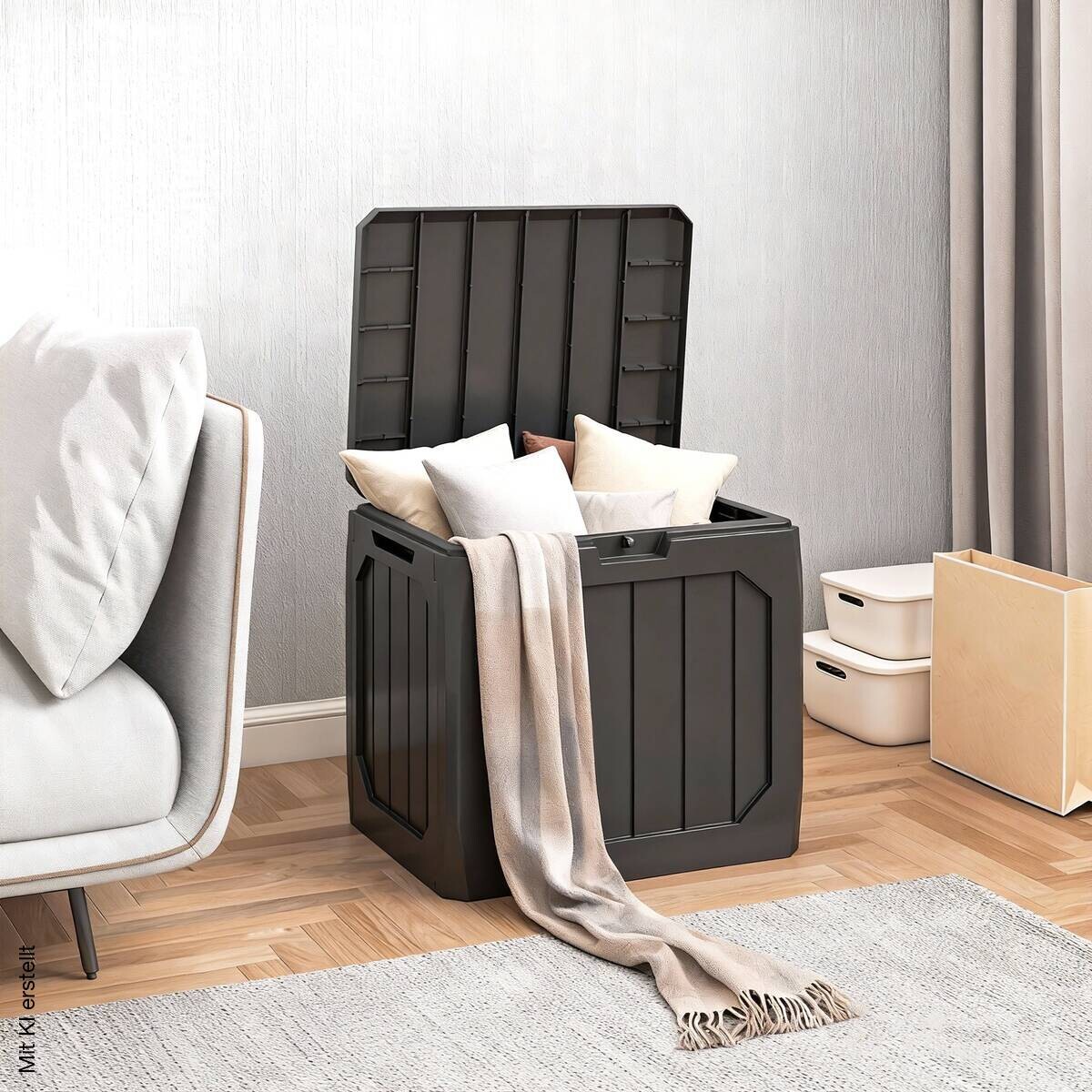 Outsunny Auflagenbox schwarz Kunststoff B/H/L: ca. 45x53x56 cm