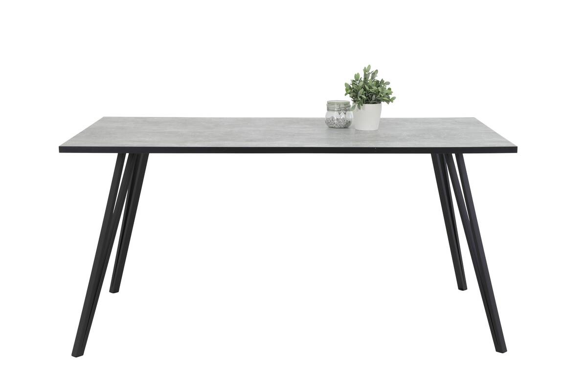 Esstisch Oksana Beton Optik schwarz pulverbeschichtet B/H/T: ca. 160x76x90 cm