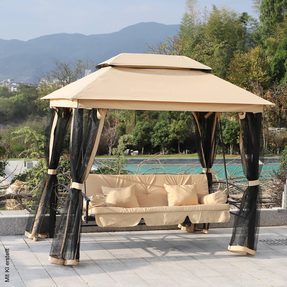 Outsunny Gartenschaukel beige Stahl B/H/T: ca. 232x245x149 cm