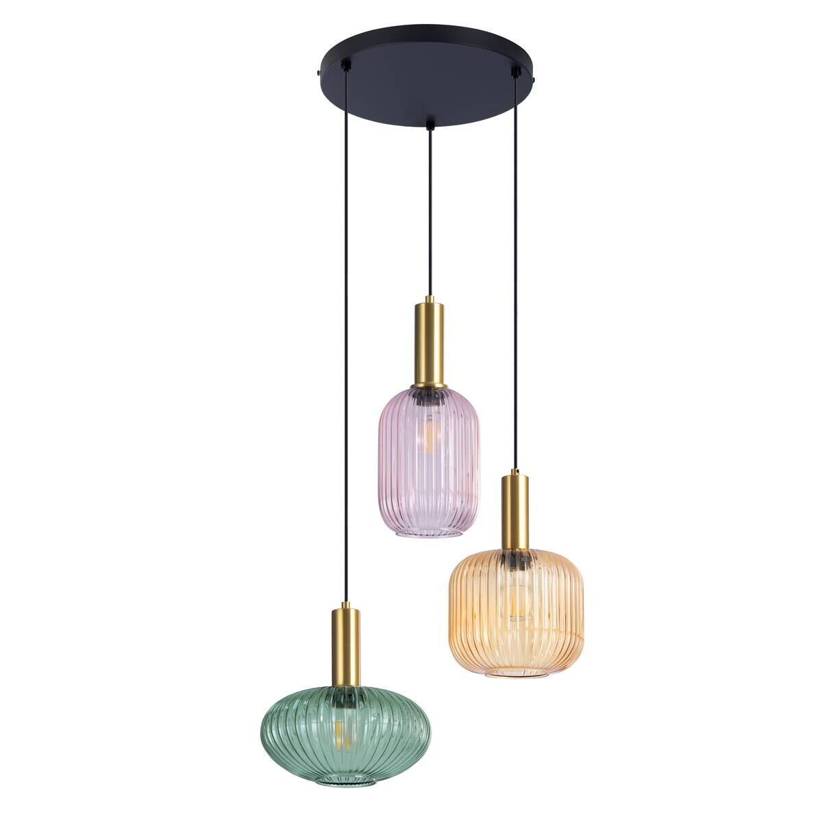 Pendelleuchte bunt Glas H/D: ca. 120x45 cm E27 3 Brennstellen