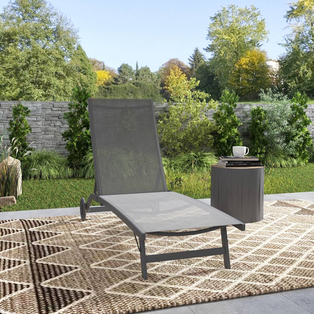Outsunny Sonnenliege dunkelgrau Aluminium B/H/L: ca. 165x102x66 cm