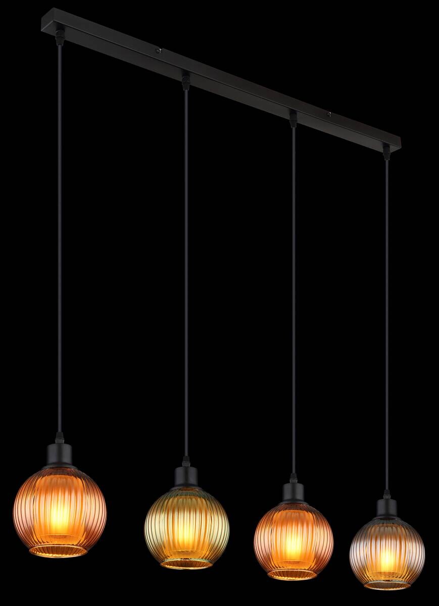 GLOBO Pendelleuchte Zumba Metall Glas B/H/L: ca. 15x120x90 cm E27 4 Brennstellen