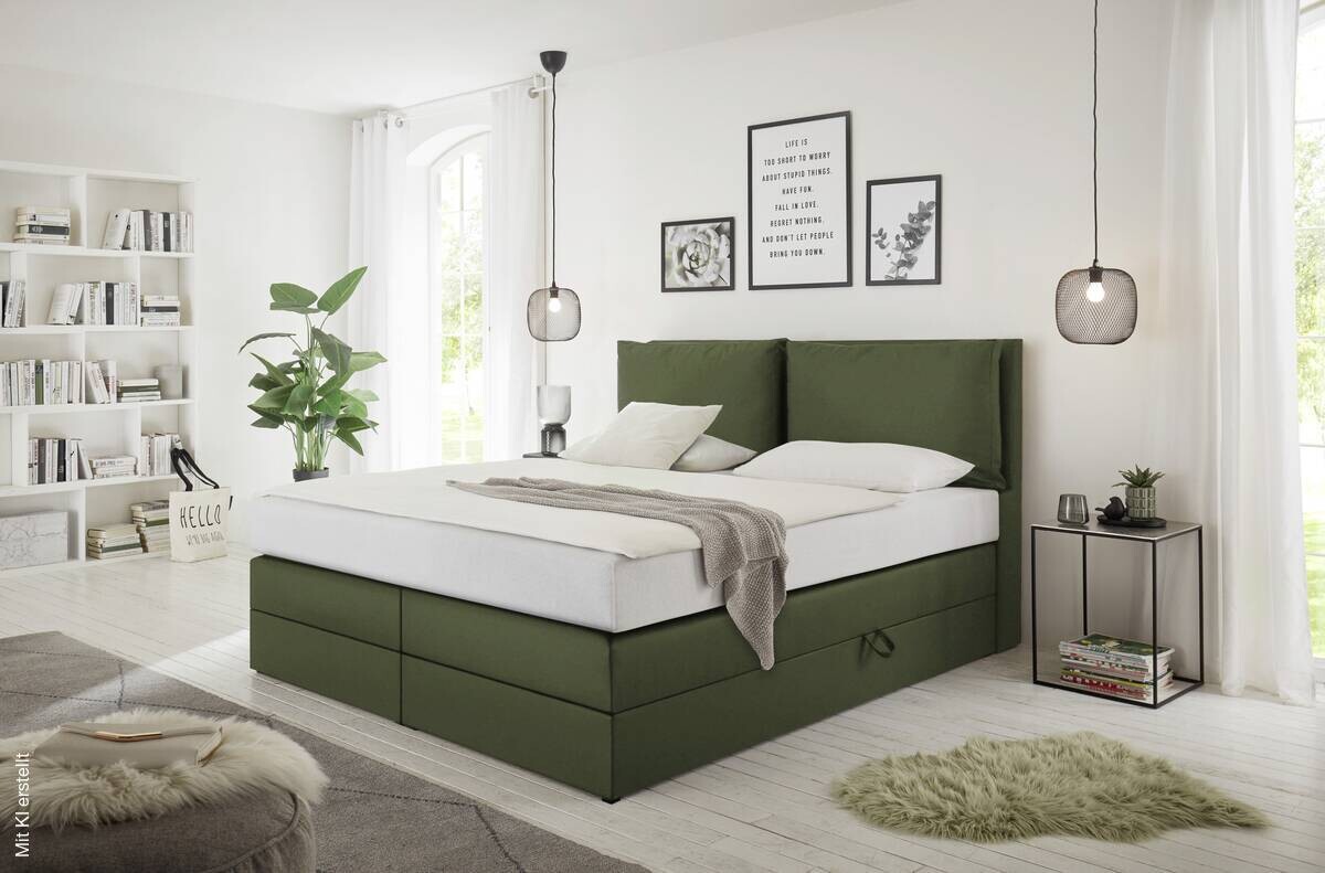 Boxspringbett Lissy olive Liegefläche B/L: ca. 160x200 cm