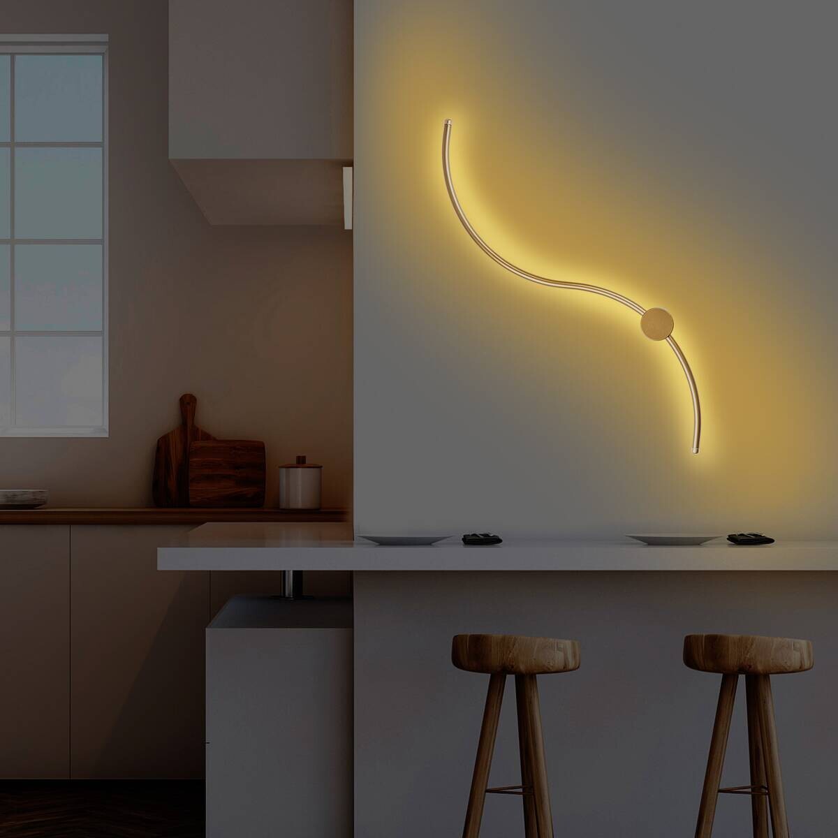 Opviq Wandleuchte gold Metall B/H/T/L: ca. 90x17x10x90 cm