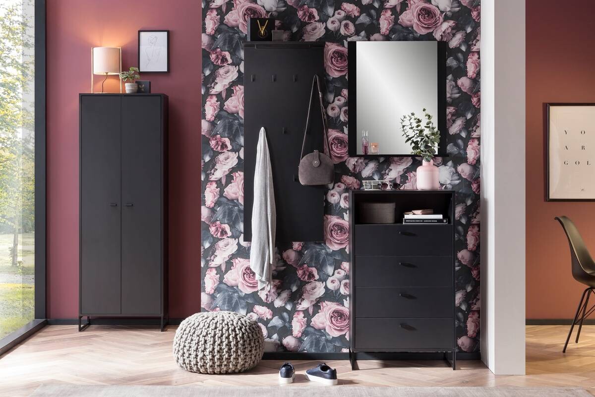 Wandpaneel Janne schwarz matt B/H/T: ca. 50x12,6x20,9 cm