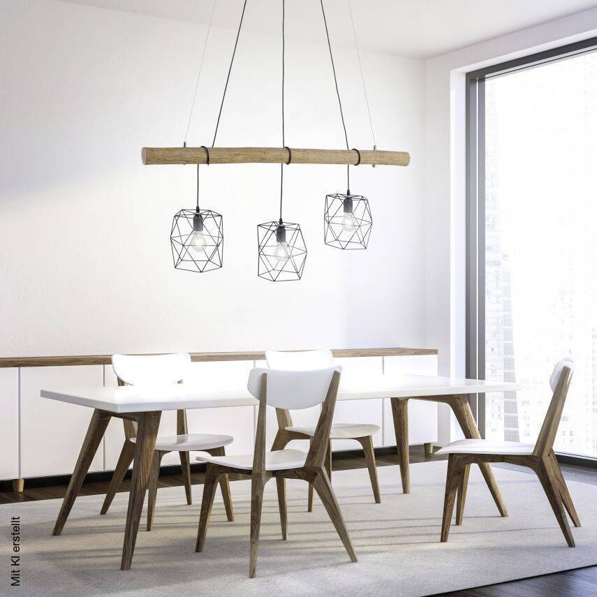 Just Light Pendelleuchte 15503-18 Eisen Holz Kunststoff B: ca. 120 cm E27 3 Brennstellen