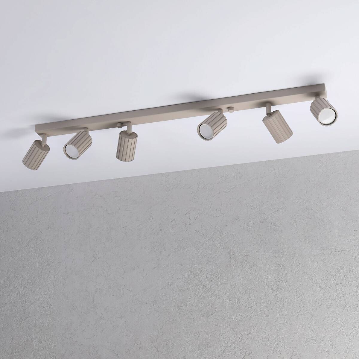 Lamkur Strahler Prisma beige Stahl B/H/L: ca. 6,5x16,5x117 cm 6 Brennstellen