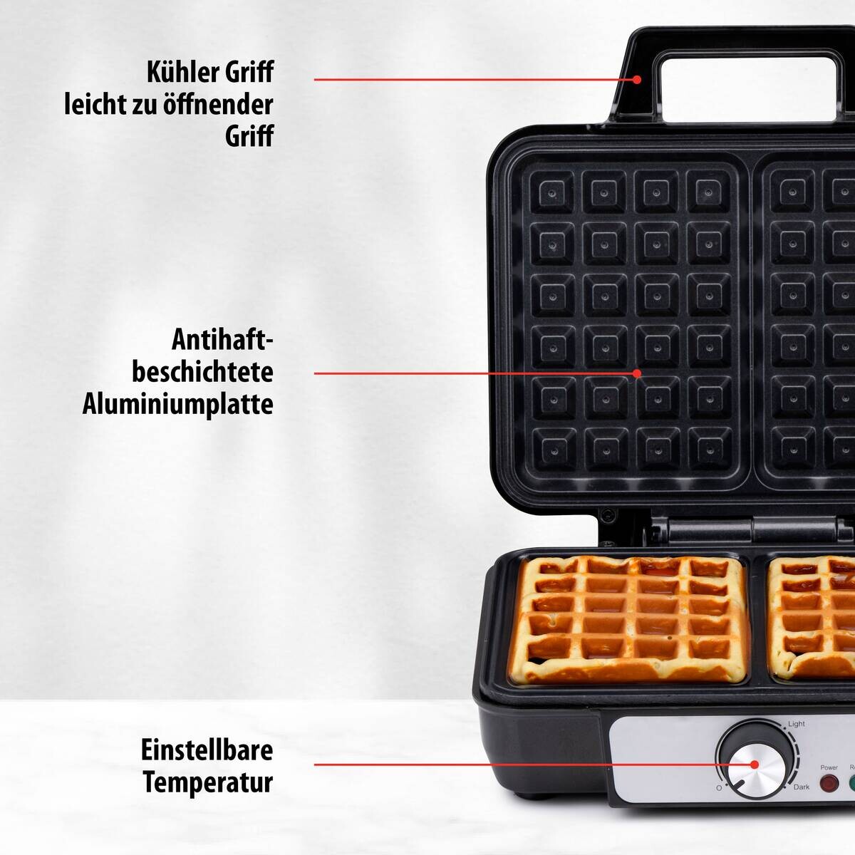 alpina Waffelautomat schwarz Alu B/H/L: ca. 24x10x24 cm