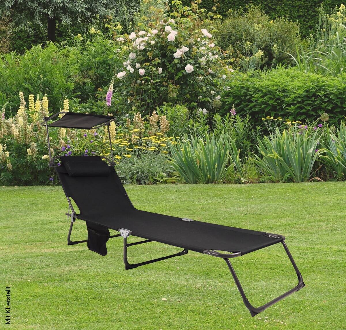 VCM Sonnenliege Bindox schwarz Textilene B/H/L: ca. 55x24x185 cm