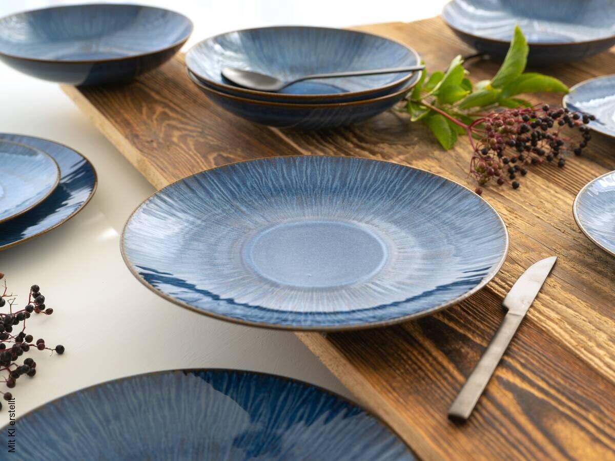 CreaTable Tafelservice Sea Breeze blau Steinzeug 18 tlg.