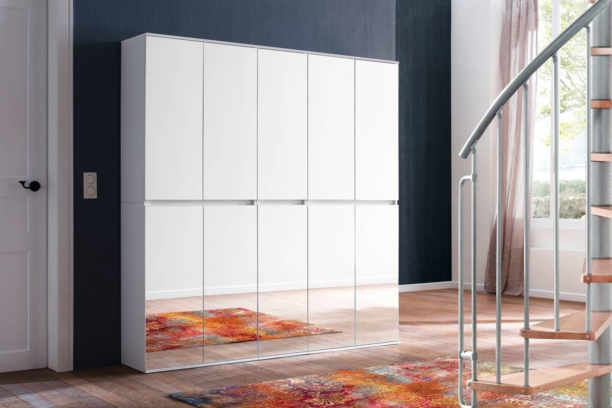 Garderobenschrank Mirror weiß B/H/T: ca. 185x191x34 cm