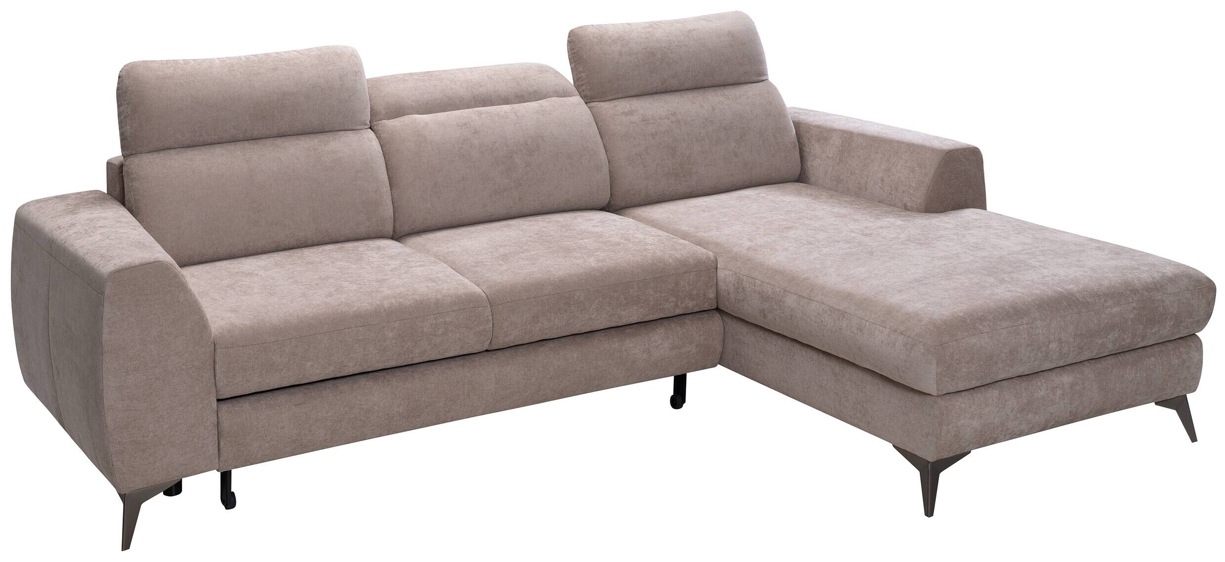 Ecksofa mit Bettfunktion und Bettkasten beige Microfaser B/T: ca. 264x191 cm