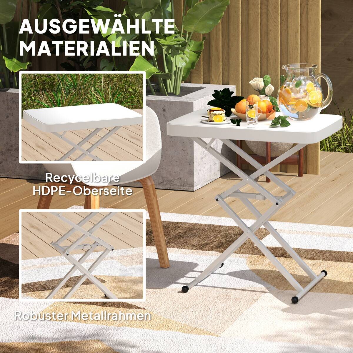 Outsunny Couchtisch weiß Metall B/H/L: ca. 45x70x65 cm